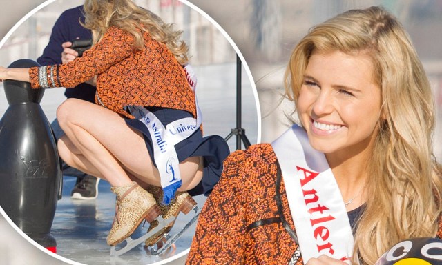 MIss Universe Tegan Martin Shows Her Cheeks While Ice Skating In Bondi