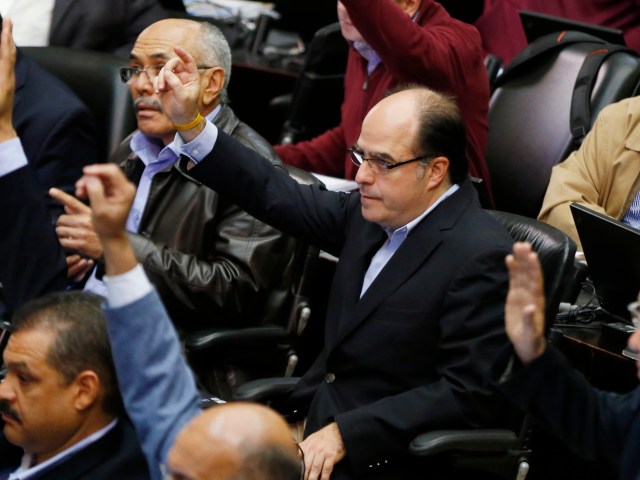 Julio Borges, a parliamentarian and national coordinator of the Primero Justicia (Justice First) party, attends a National Assembly session in Caracas