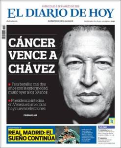 Así reseñan los medios internacionales la muerte de Chávez (Portadas)