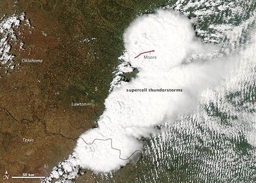 Satélites de la Nasa fotografían el tornado de Oklahoma