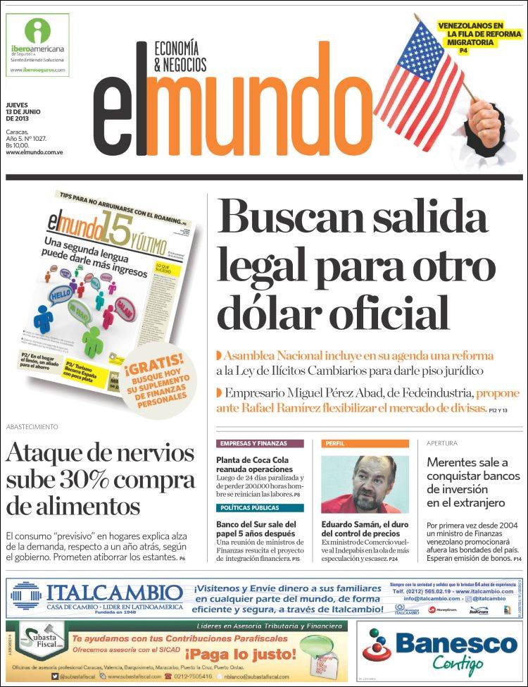 Portadas del jueves 13 de junio de 2013