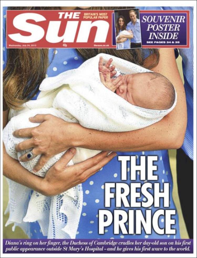 Príncipe bebé reina en portadas de Londres (Video)