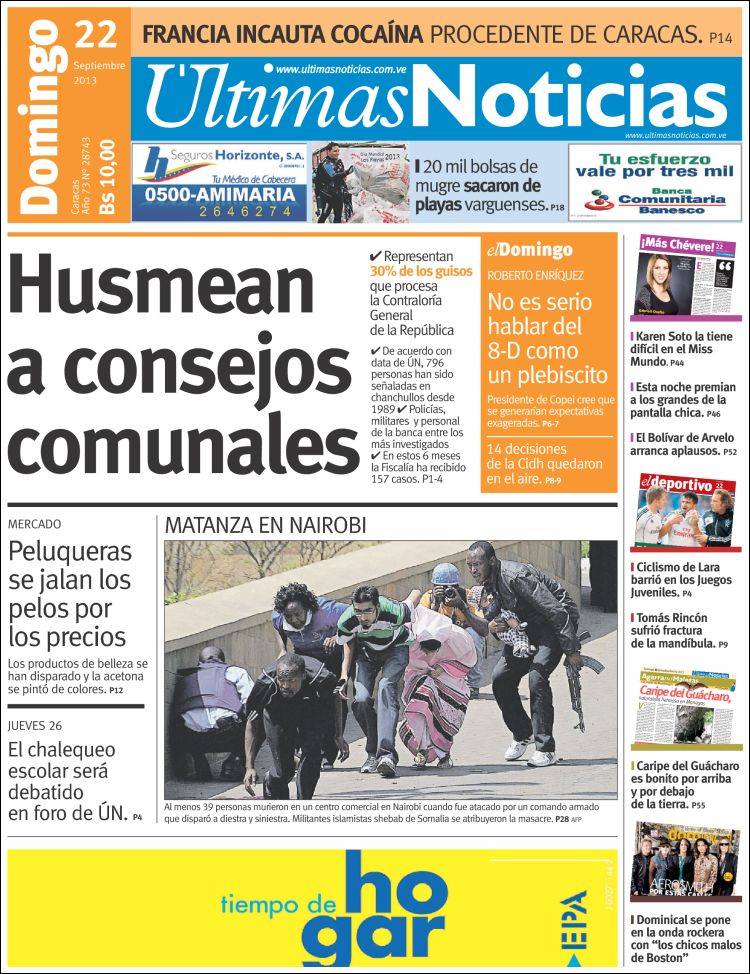 Portadas del domingo 22 de septiembre de 2013