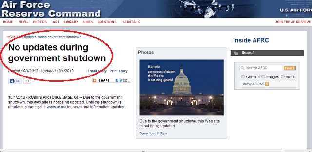 La Fuerza Aérea de EEUU no está actualizando sus sitios web