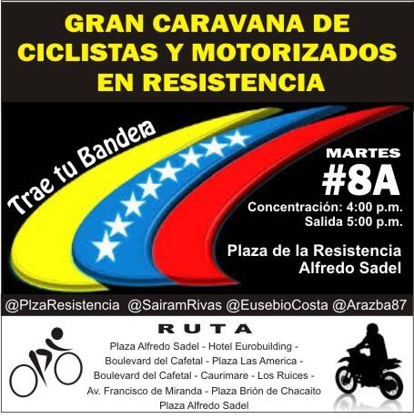 Convocan caravana de ciclistas y motorizados este #8A