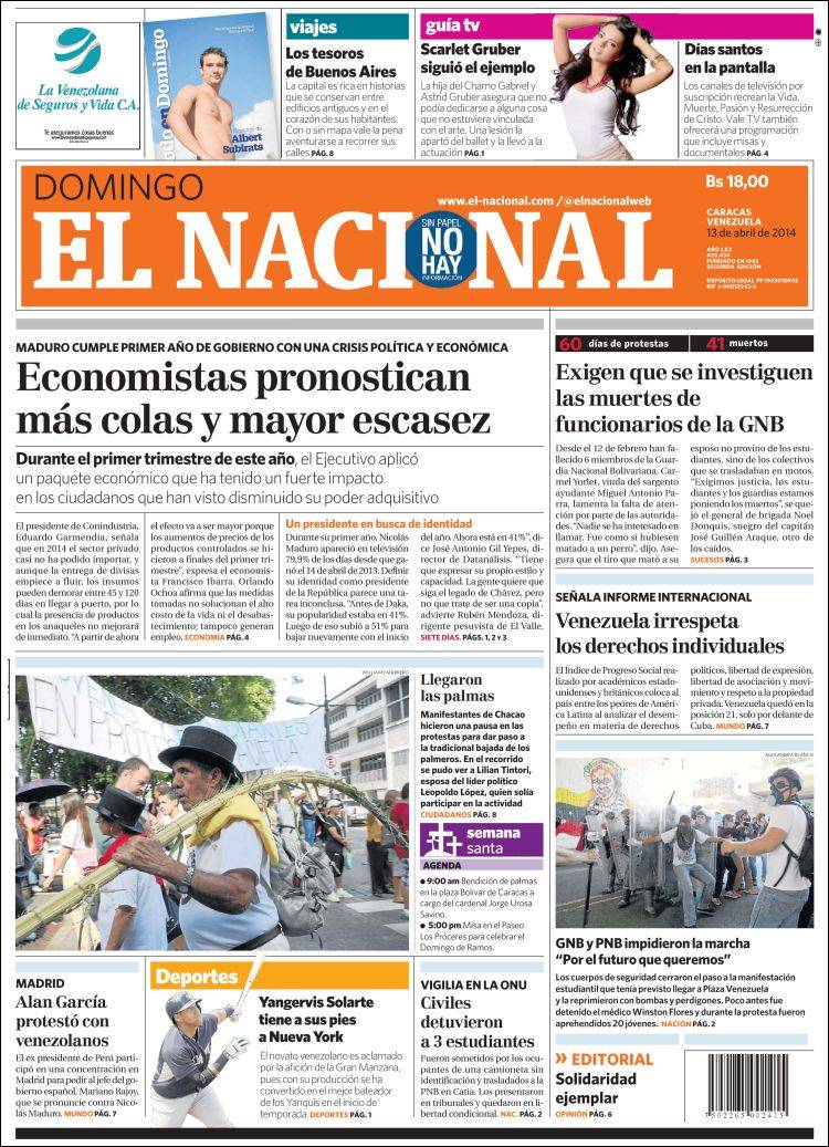 Portadas del domingo 13 de abril de 2014