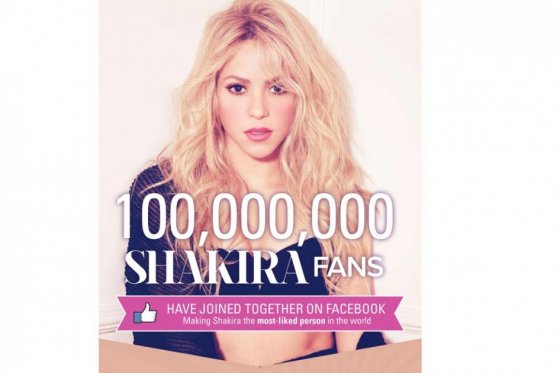 Shakira consigue 100 millones de “me gusta” en Facebook