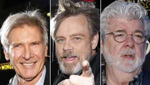 Han Solo, Luke Skywalker y George Lucas llegando al estreno de Star Wars (FOTOS)