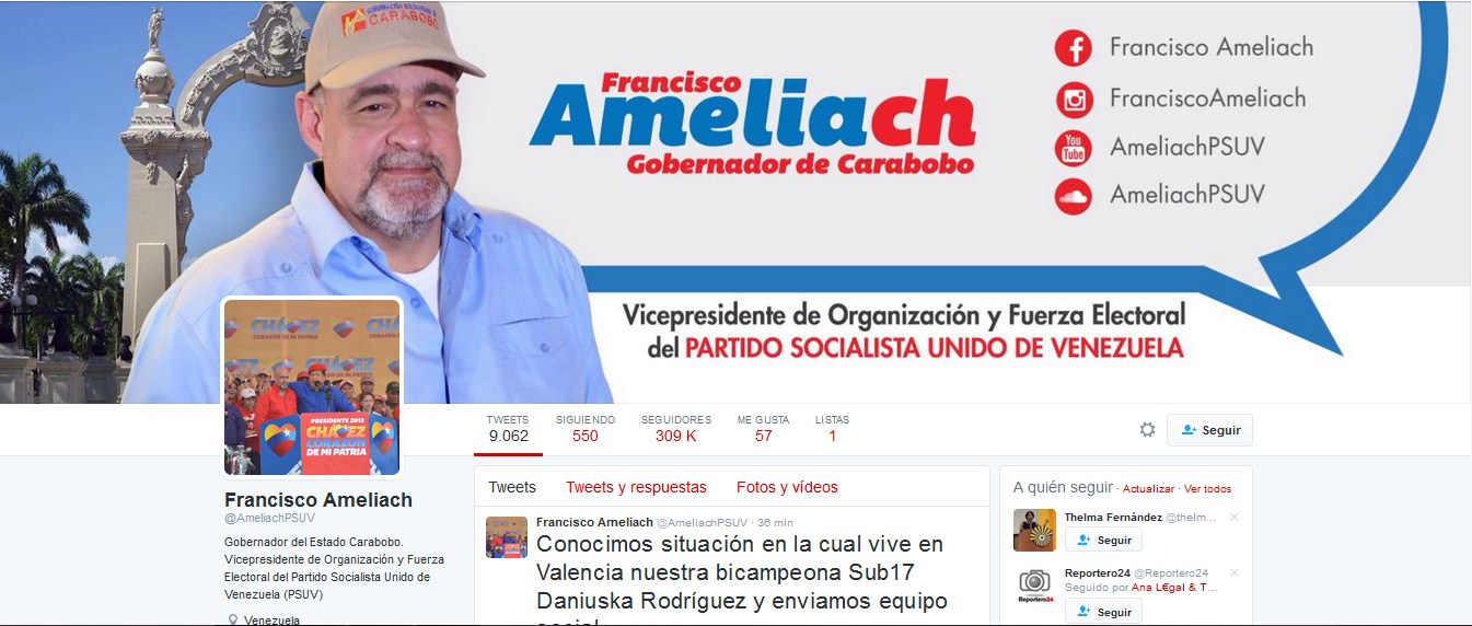 Ameliach no aguantó el “trolleo” por tuit en el que confunde a Valencia con Caracas… ¡Y lo borró!