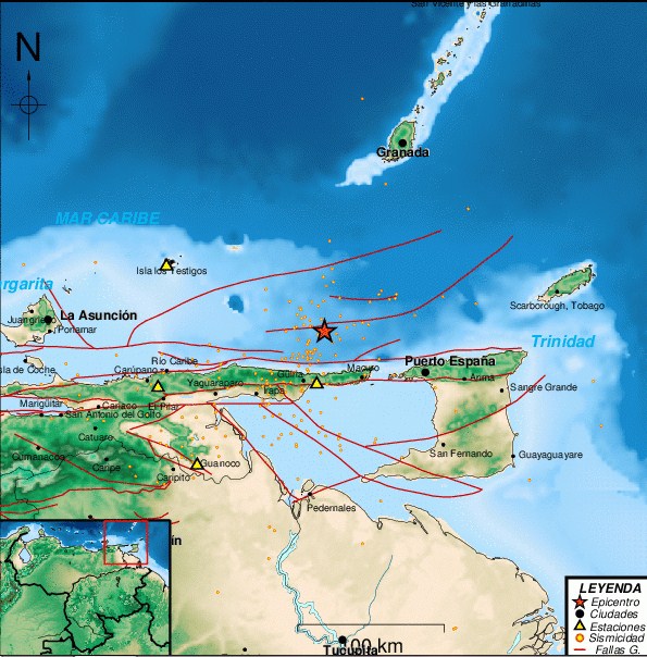 Sismo de magnitud 3.5  al sur de Güiria