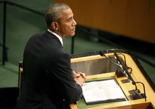 U.S. President Barack Obama addresses the United Nations General Assembly in the Manhattan borough of New York, U.S., September 20, 2016.  REUTERS/Carlo Allegri