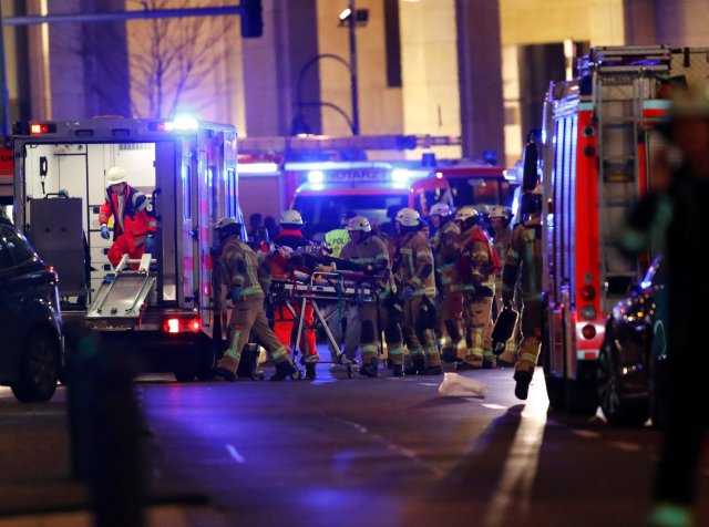 Police and emergency workers are at the site of an accident at a Christmas market in Berlin