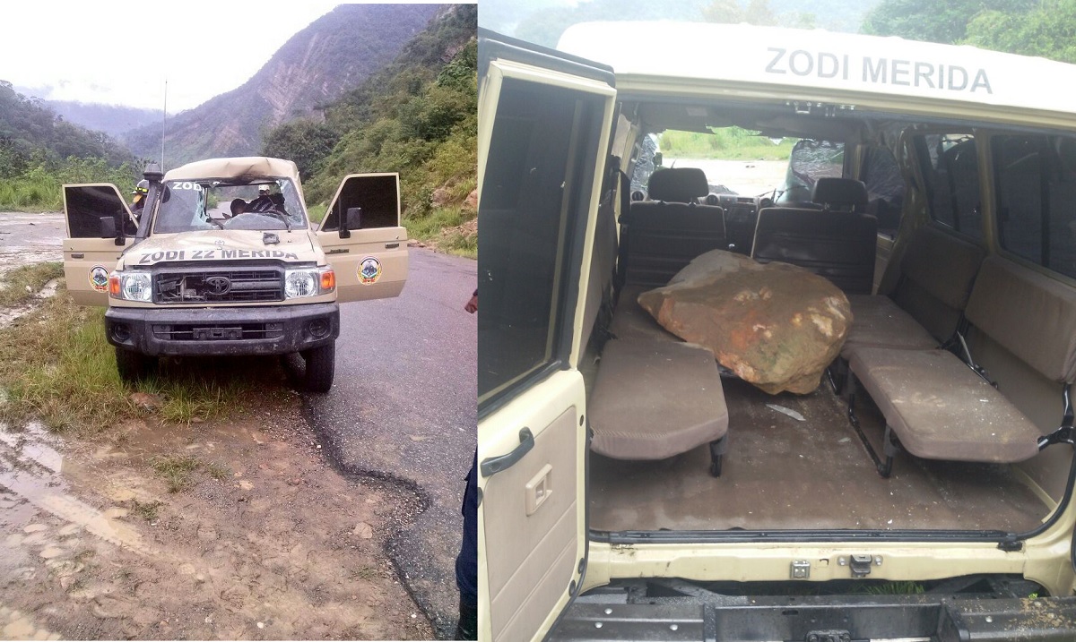 Le cayó una roca grande a un vehículo militar y resultaron lesionados en Mérida