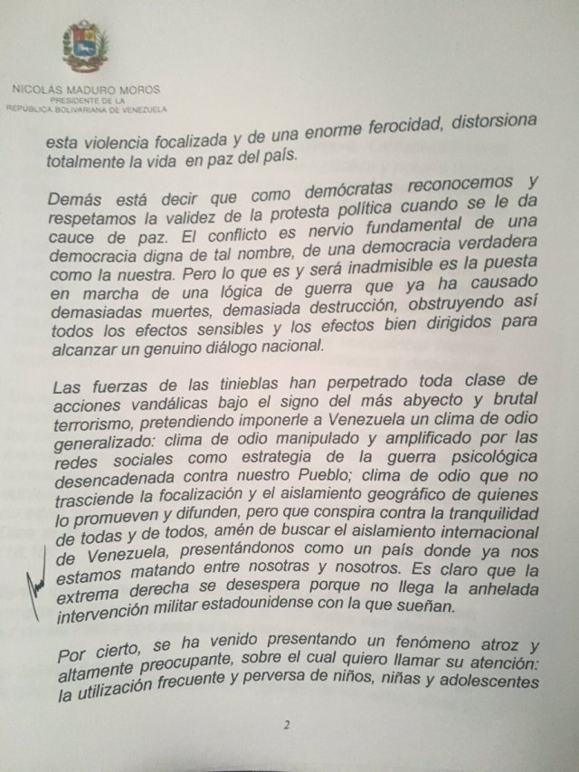 Carta de Maduro al Papá 2
