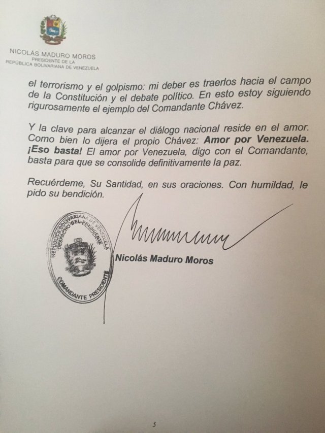 Carta de Maduro al Papá 5