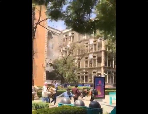Momento en que colapsó parte del Instituto Tecnológico en México DF (video)