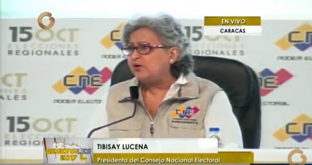 Tibisay Lucena, presidenta del CNE // Foto captura tv