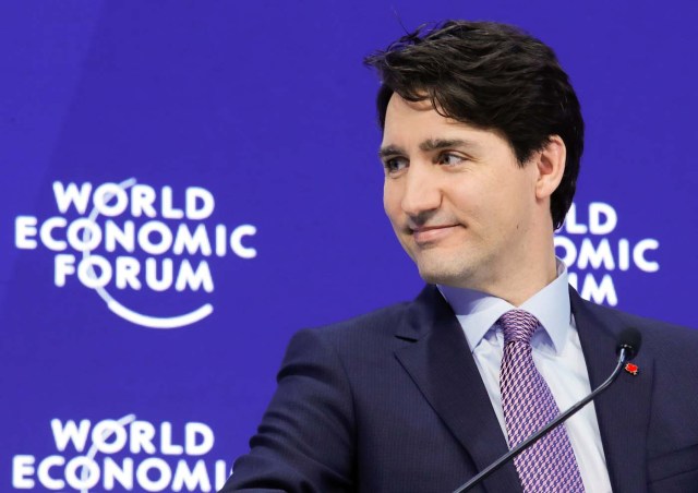 Canada's Prime Minister Justin Trudeau attends the World Economic Forum (WEF) annual meeting in Davos, Switzerland January 25, 2018. REUTERS/Denis Balibouse