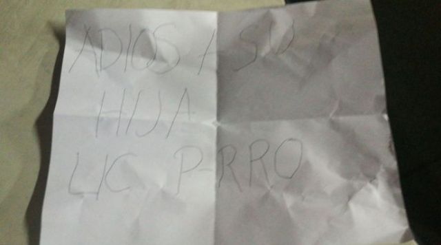 La nota anónima que encontraron en la casa de Karla Turcios. Foto: nuevaya.com.ni