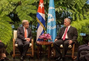 Guterres se ve con Díaz-Canel y elogia La Habana Vieja en primer día en Cuba