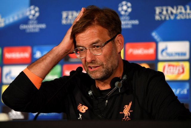 Soccer Football - Champions League Final - Liverpool Press Conference, NSC Olympic Stadium, Kiev, Ukraine - May 25, 2018  Liverpool manager Juergen Klopp during the press conference    UEFA/Pool via REUTERS *** Local Caption *** Jurgen Klopp