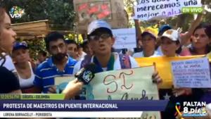 Docentes tachirenses protestan en territorio colombiano para exigir la entrada de ayuda humanitaria