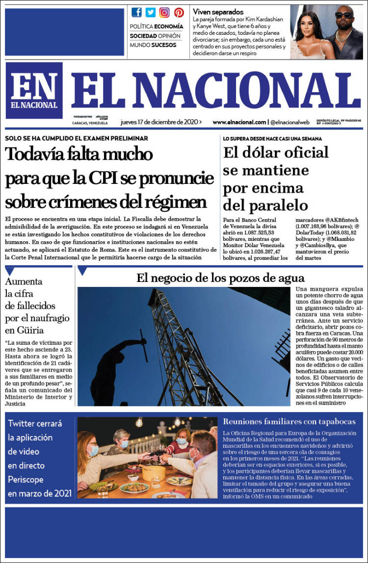 Portadas de este jueves 17 de diciembre de 2020