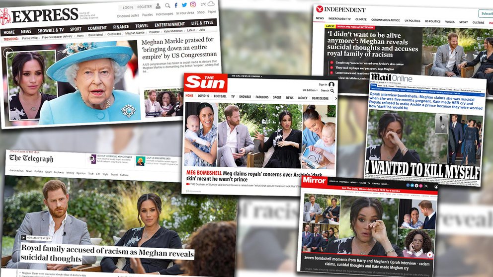 Las portadas de la prensa británica tras la explosiva entrevista de Meghan Markle y el príncipe Harry
