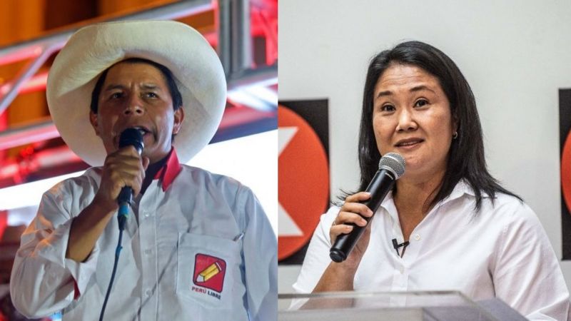 Choques ideológicos entre Castillo y Fujimori se resaltan en la recta final de la campaña electoral en Perú