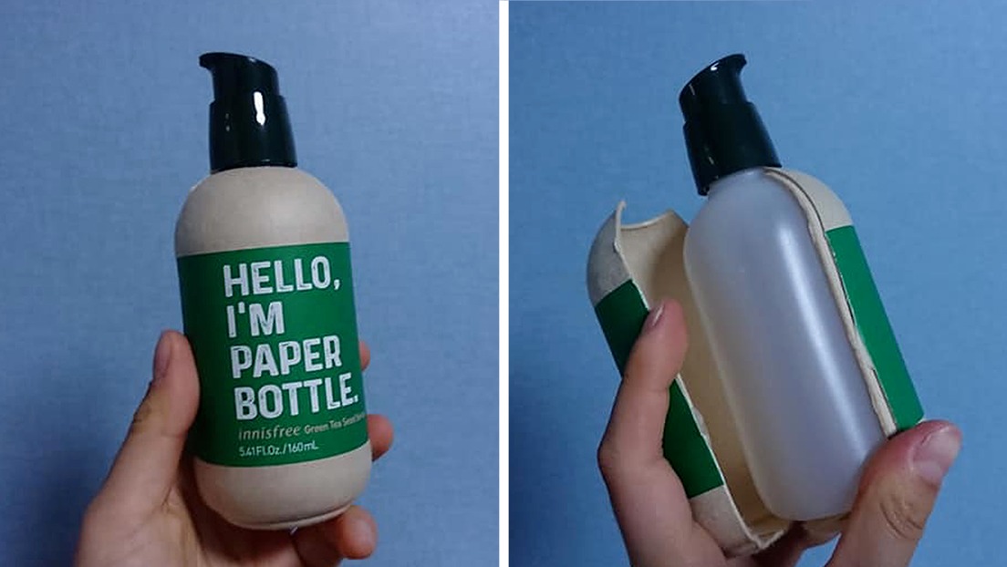 Abre una botella “ecológica” y descubre que en realidad se trataba de un envase plástico envuelto en papel