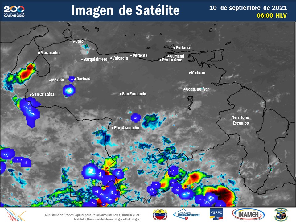 Nubosidad, lluvias y descargas eléctricas: El pronóstico de Inameh para este #10Sep