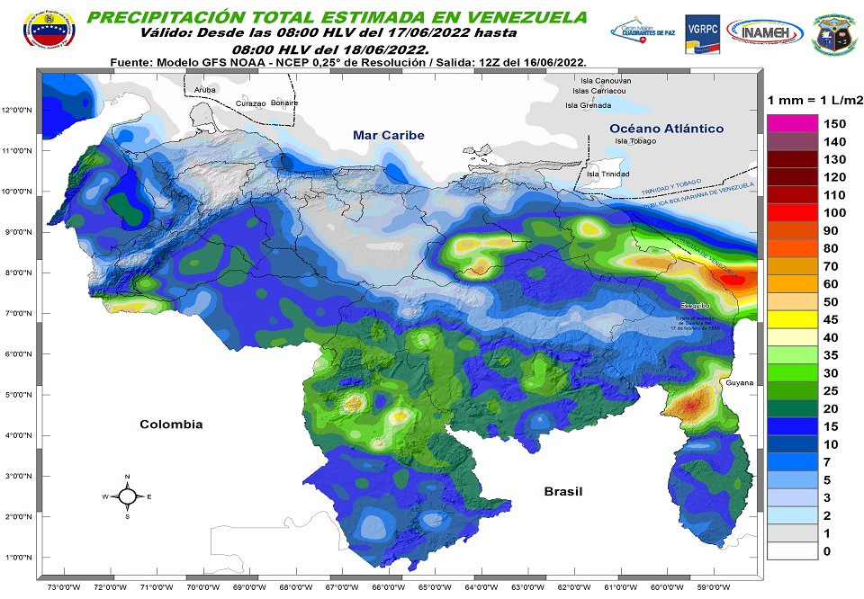 Inameh pronosticó zonas nubladas y actividad eléctrica en varios estados de Venezuela este #17Jun