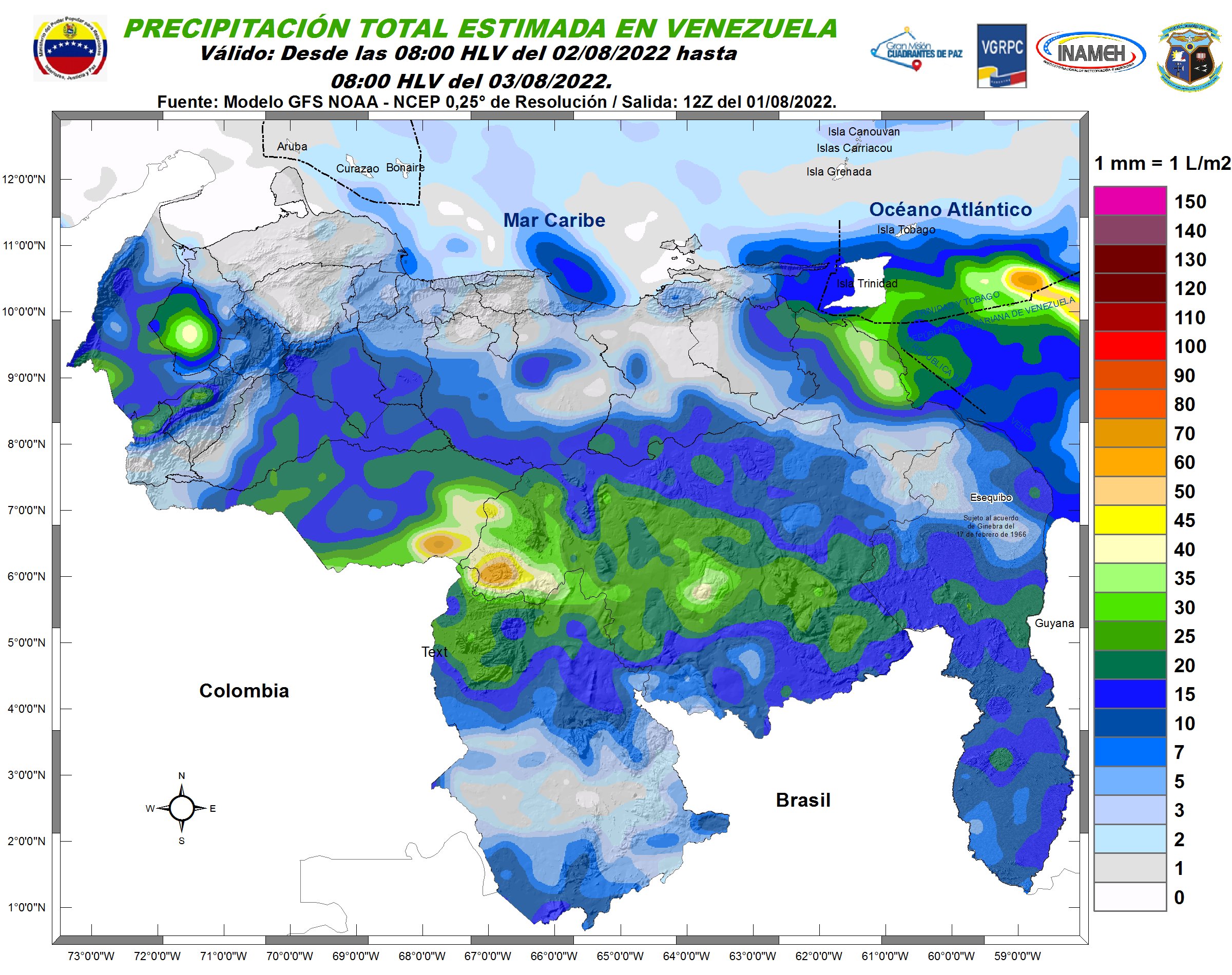 El estado del tiempo en Venezuela este #2Ago, según Inameh