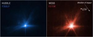 El impacto de Dart contra el asteroide desde los ojos del Hubble y el Webb