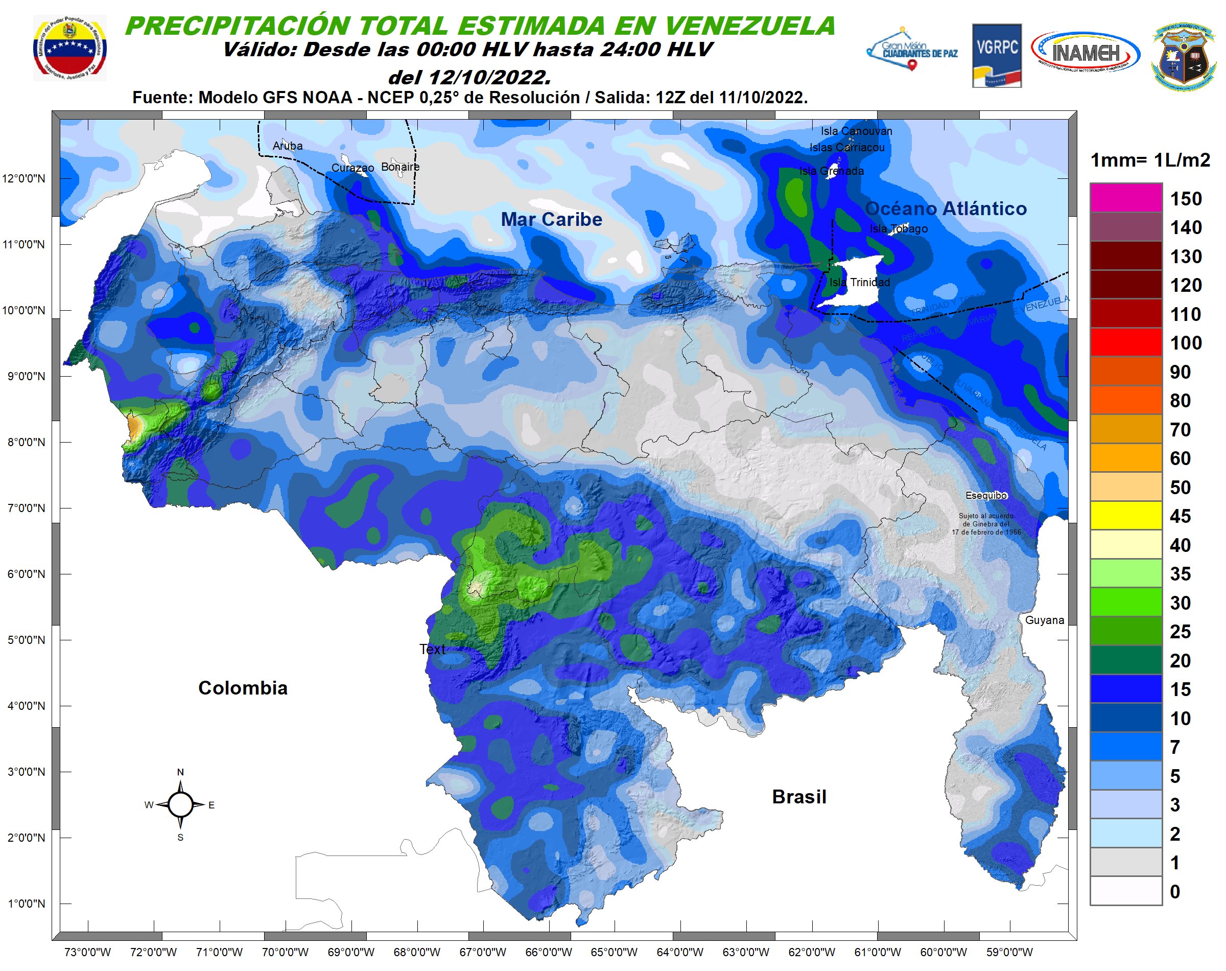 Inameh pronosticó lluvias y chubascos en varios estados de Venezuela #12Oct