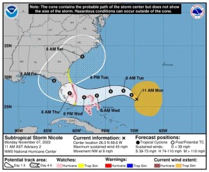 Nicole tocaría tierra en Florida como huracán de categoría 1 este #9Nov