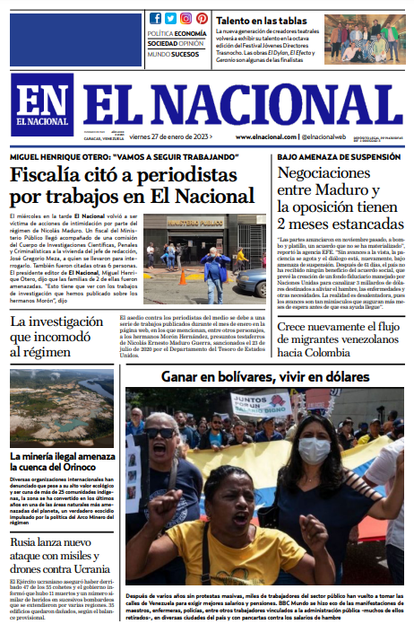 Portadas de este viernes 27 de enero de 2023