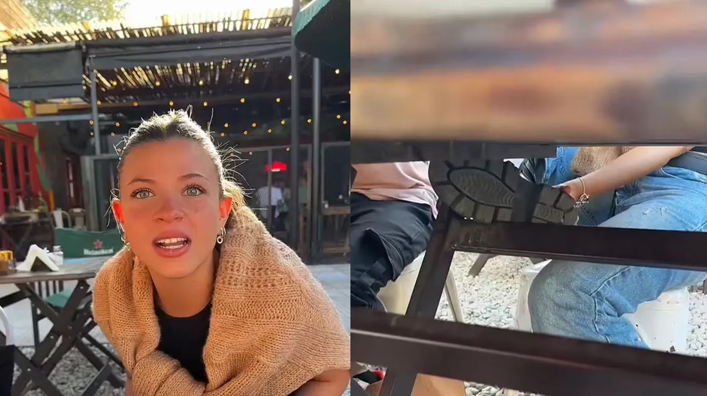 VIDEO: Se le trabó un zapato en la mesa de un restaurante y lo que le pasó se volvió VIRAL