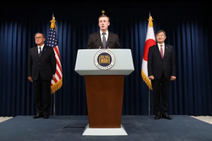 EEUU, Japón y Corea del Sur expresaron su rechazo al programa nuclear de Kim Jong-un y su alianza con Rusia