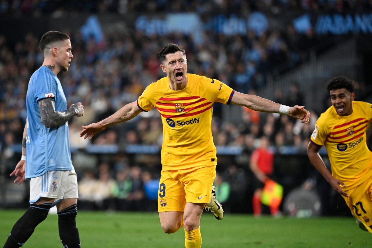 Con doblete de Lewandowski, Barcelona ganó de forma agónica en el campo del Celta