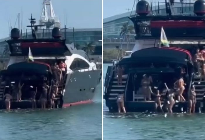Locura en bahía de Miami: pasajeros de un yate fueron captados lanzando billetes al mar (VIDEO)