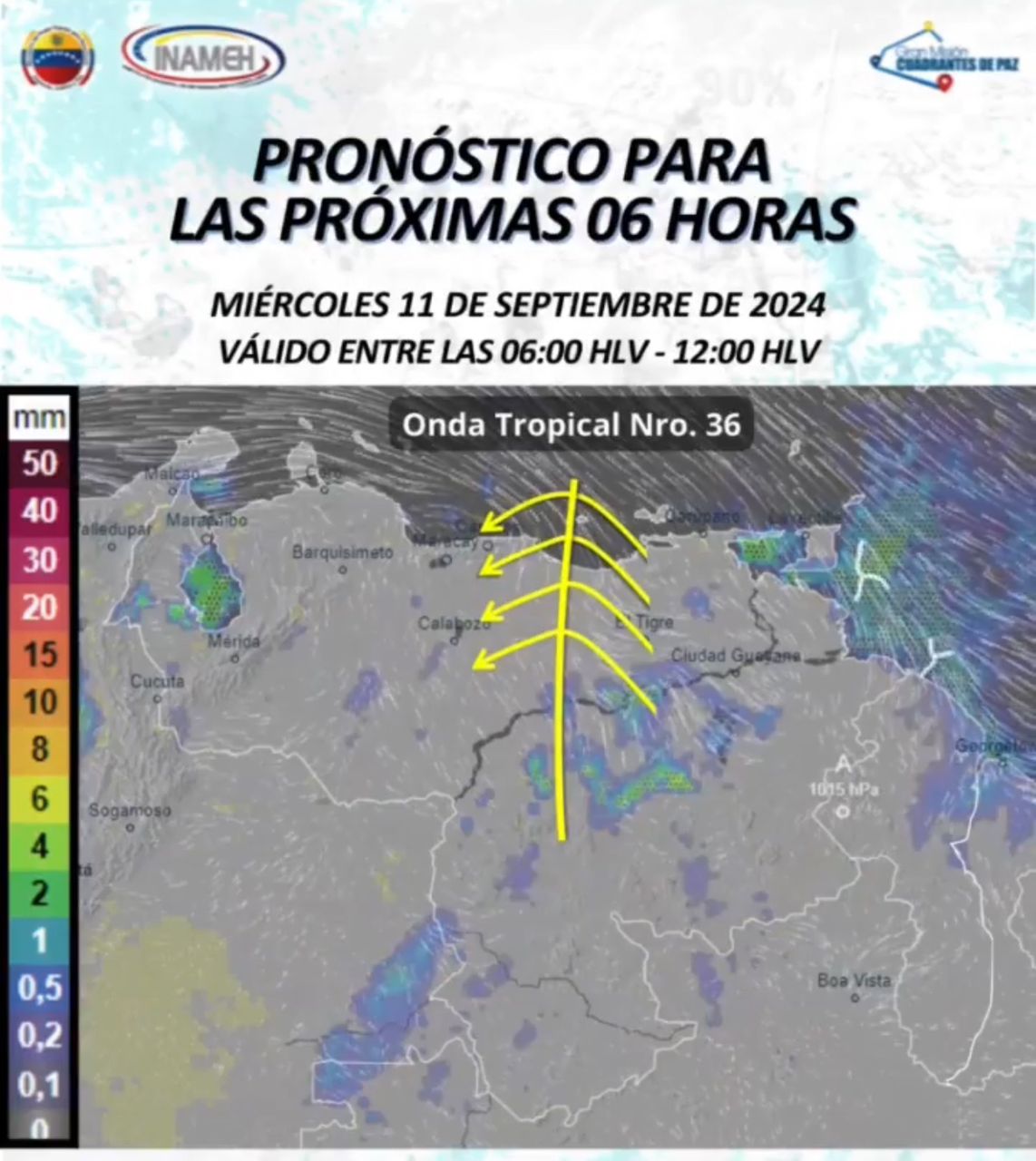 Inameh prevé que continúan las lluvias en gran parte del país este #11Sep